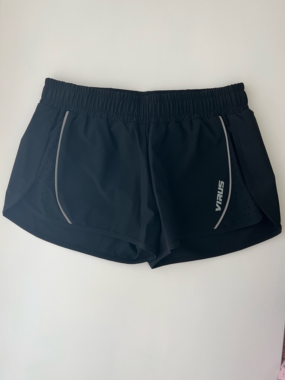 Virus Performance Black Athletic Running Shorts with Reflective Trim, size small